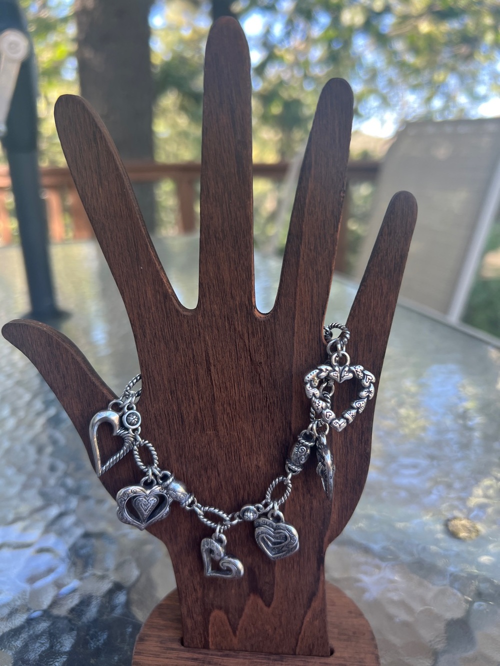 Vintage Brighton Silver Tone Multi Heart Charm Bracelet Silver Tone